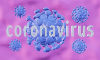 Orta Doğu Solunum Sendromu Coronavirüs 'ün soyut virüs modeli, Romanvel Coronavirus 2019-nCoV ve gri arkaplan üzerine yazı. Virüs salgını koruma konsepti. 3d illüstrasyon