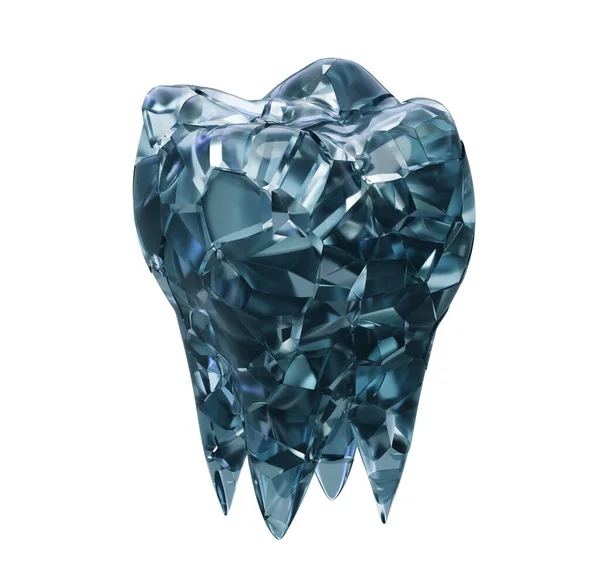 水晶歯モザイクのモデル 異なるサイズの結晶部品のモザイク 3Dイラスト — ストック写真