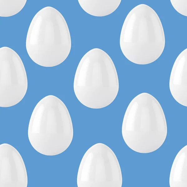 Ovos Páscoa Branco Sem Costura Fundo Padrão Azul Ilustração — Fotografia de Stock
