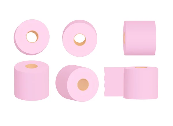 Set Rotoli Carta Igienica Rosa Sfondo Bianco Illustrazione — Foto Stock