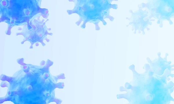 一组蓝色的考拉韦氏细胞 放置在文字的位置上 Covid 19背景 3D插图 — 图库照片