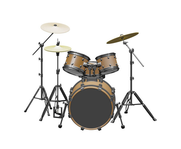 Drum kit isolated on white background. 3d illustration