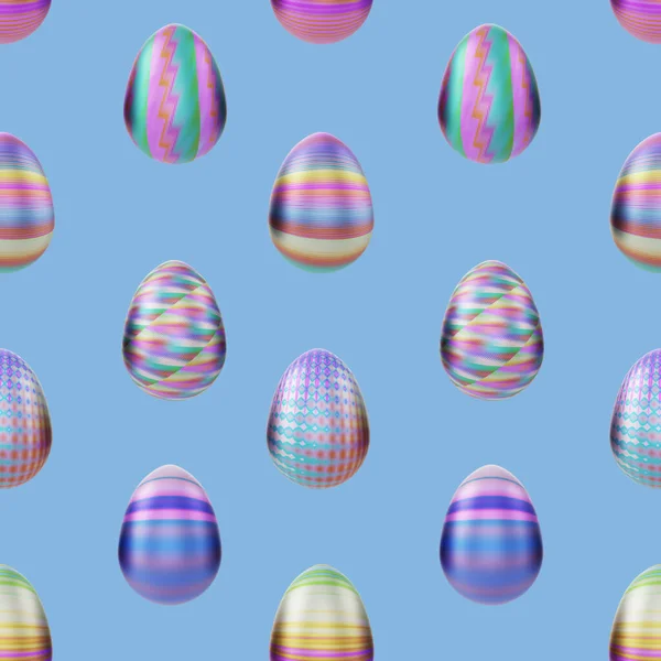 Μοδίστρες Μοτίβο Των Χρωματιστά Αυγά Πάσχα Μπλε Φόντο Εικονογράφηση — Φωτογραφία Αρχείου