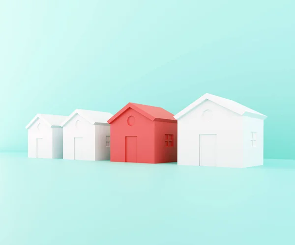Properti Panas Antara Lain Rumah Merah Antara Yang Putih Ilustrasi — Stok Foto