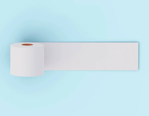 Rouleau Élargi Papier Toilette Sur Fond Bleu Endroit Pour Écrire — Photo