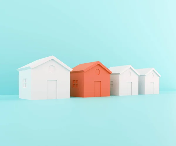 白い家と赤の3次元イラスト — ストック写真