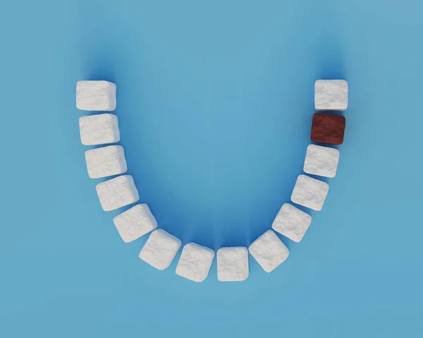 Konsep Perawatan Gigi Yang Manis Gula Gigi Geraham Tunggal Berwarna — Stok Foto