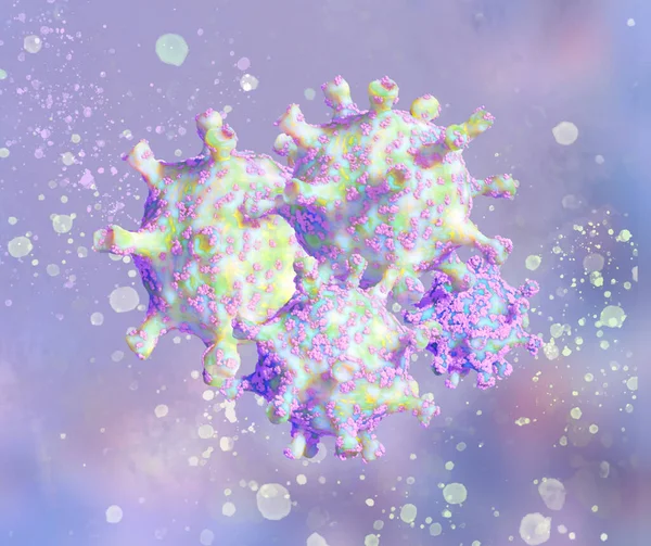 Sel Sel Coronavirus Yang Terang Dan Mengerikan Dengan Latar Belakang — Stok Foto