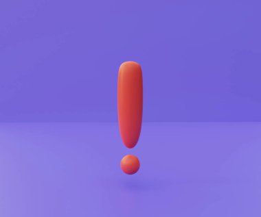 Ünlem işareti, menekşe arkaplan işareti, 3d görüntüleme