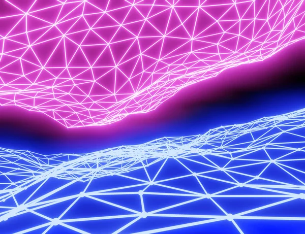 Internet Verbinding Netwerk Hoge Digitale Technologie Abstract Blauwe Roze Geometrische — Stockfoto