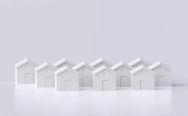 市街地の空の線 灰色の色合いで建物の輪郭と都市の抽象的なシルエット シンプルなデザイン 白の背景に3Dイラスト — ストック写真
