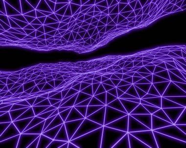 Soyut kablo çerçevesi arkaplanı. Siber uzay şebekesi. Sunumlar için dijital kablo çerçevesi. 3d illüstrasyon