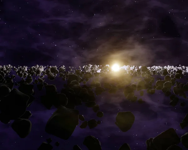 Banyak Asteroid Atau Meteorit Nebula Ruang Angkasa Gambar Ruang Angkasa — Stok Foto