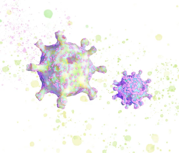 Bright Lurid Beautiful Coronavirus Cells Blue Background Covid Concept Illustration — Stock Photo, Image