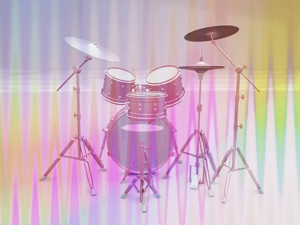 Acoustic Drum Set Colored Background Illustration — Stock Photo, Image