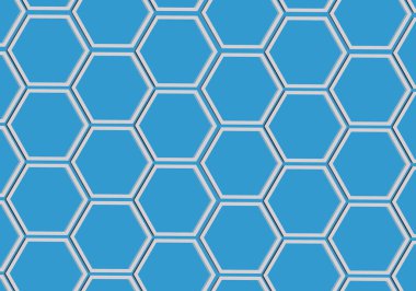 Mavi üzerine soyut metal altıgen bal peteği. Modern stil dokusu. 3d illüstrasyon