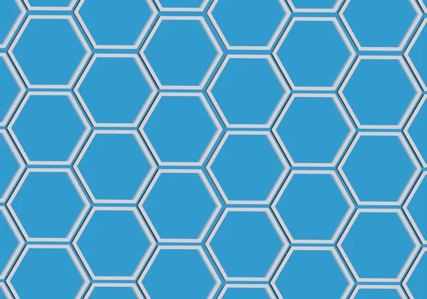摘要蓝色六角形金属蜂窝 现代时尚质感 3D说明 — 图库照片