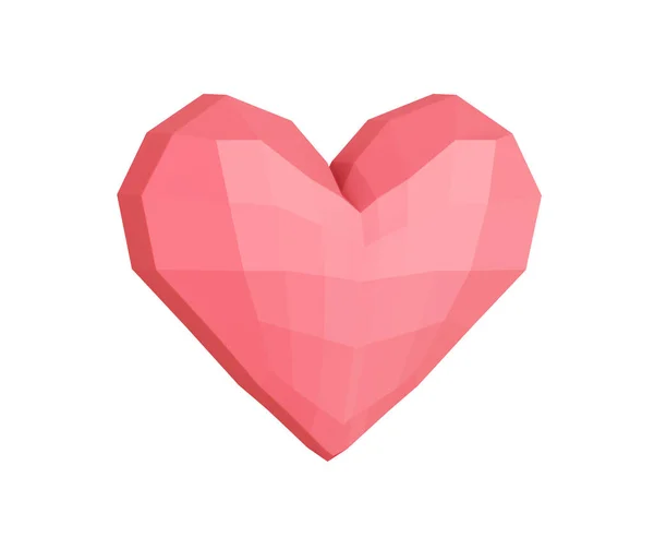Matte Soft Low Poly Heart Isolated White Illustration — Stock Photo, Image