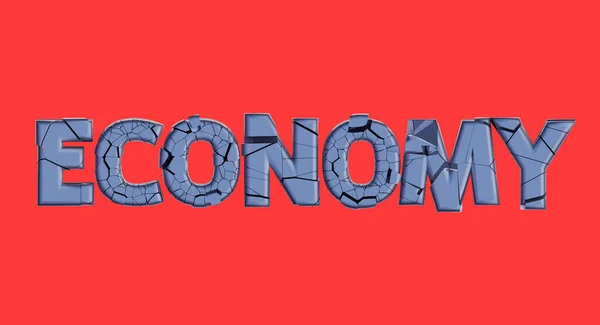 Cracked Letters Red Background Broken Economy Concept Destruction Country Economy — Foto de Stock