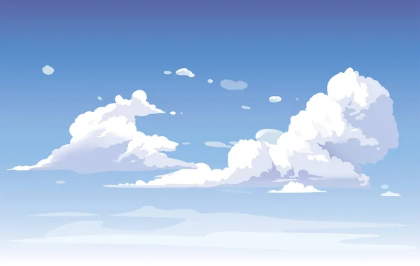 Vektorblå Himmel Skyer Anime Ren Stil Baggrundsdesign – Stock-vektor