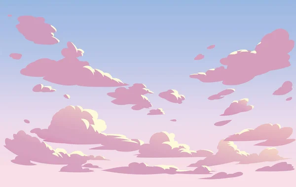 Rózsaszín Égi Felhők Anime Tiszta Stílus Hátsó Rész Stock Illusztrációk