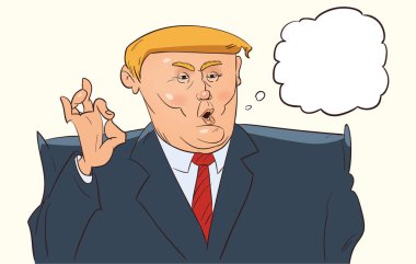 İnsan politikacı vektör karikatürü. Renkli. Örnek metin