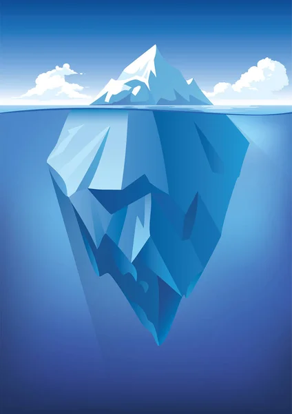 Vector Underwater Water Landscape Iceberg Ocean Waterline Anime Clean Style — Stock Vector