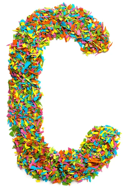 Big Capital English Letter Made Colourful Paper Confetti Isolated White — 스톡 사진