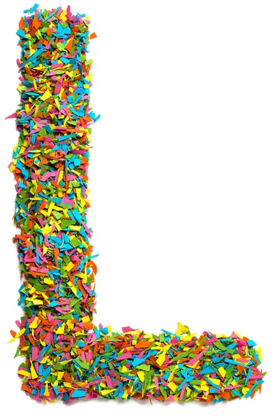 Big Capital English Letter Made Colourful Paper Confetti Isolated White — 스톡 사진