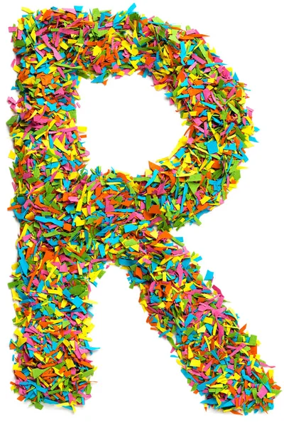 Big Capital English Letter Made Colourful Paper Confetti Isolated White — Stock Photo, Image