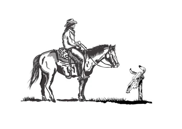 Cowboy et crâne — Image vectorielle