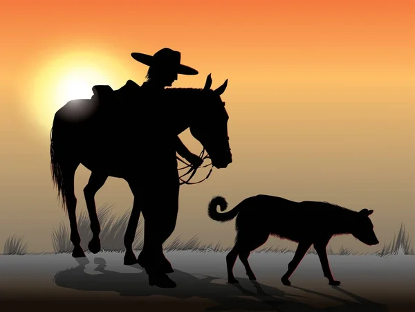 牛仔和阴影 — 图库矢量图片