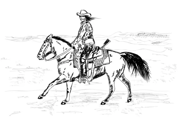 Fast mustachioed cowboy — ストックベクタ