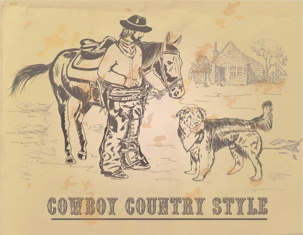 Kovboy evin yanında.