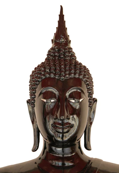 Schwarze Buddha-Statue isoliert auf weißem Hintergrund — Stockfoto