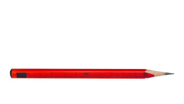 白い背景で隔離の支配者と赤鉛筆 — ストック写真