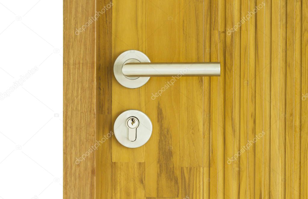 manija de puerta estilo moderno de puerta de madera — Fotos de Stock