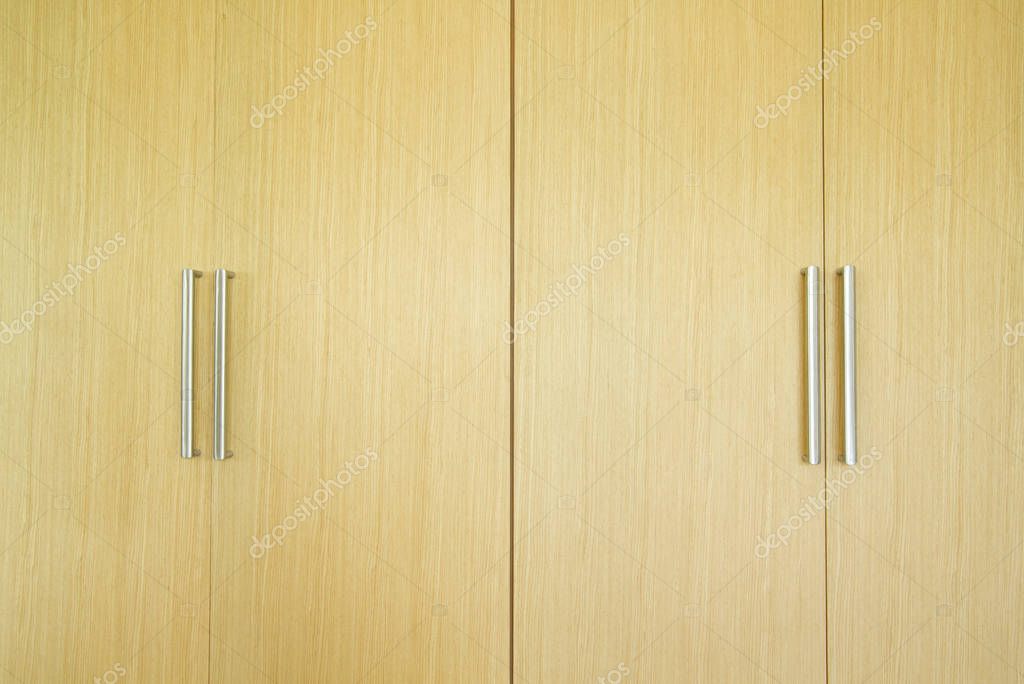 Modern Style Wooden Wardrobe Handles Stock Photo