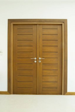 Teak ahşap kapı kapı kolu ile