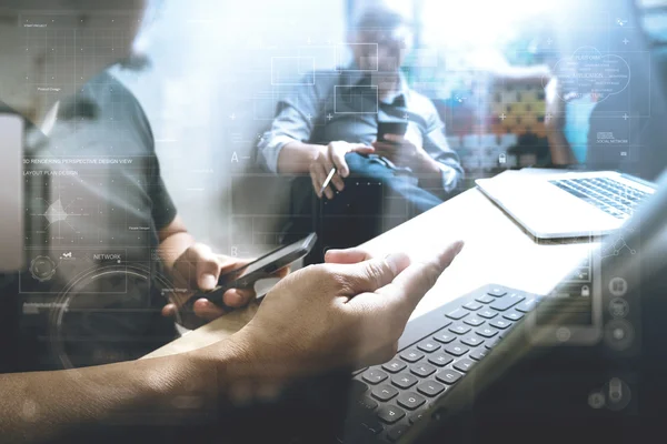 Coworking process, entreprenör team arbetar på kreativa kontor — Stockfoto