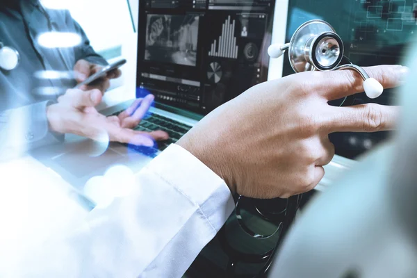 Concepto de reunión del equipo de tecnología médica. Doctor mano wor — Foto de Stock