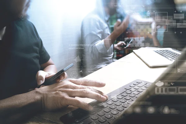 Coworking process, entreprenör team arbetar på kreativa kontor — Stockfoto