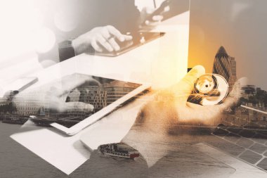 Tıbbi teknoloji ağ takım toplantı kavramı. Doktor el wor