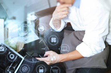 Dijital tablet yerleştirme klavye ve mobil pa kullanılarak hipster el