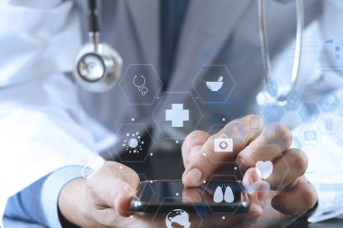akıllı telefon ve st çalışma akıllı tıp doktoru kapatın