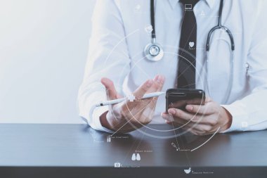 akıllı telefon ve st çalışma akıllı tıp doktoru kapatın
