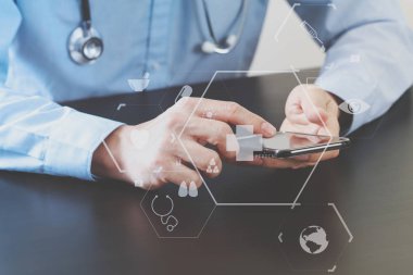 akıllı telefon ve st çalışma akıllı tıp doktoru kapatın