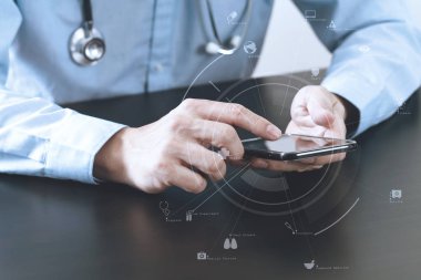 akıllı telefon ve st çalışma akıllı tıp doktoru kapatın