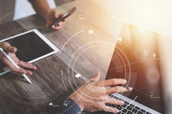 Co working team meeting konzept, geschäftsmann mit handy a — Stockfoto