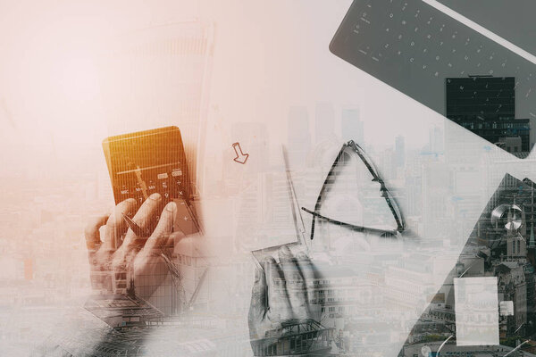 top view of Healthcare costs and fees concept.Hand of smart doct